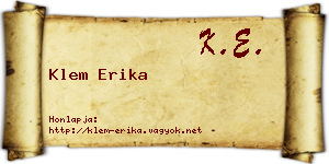 Klem Erika névjegykártya